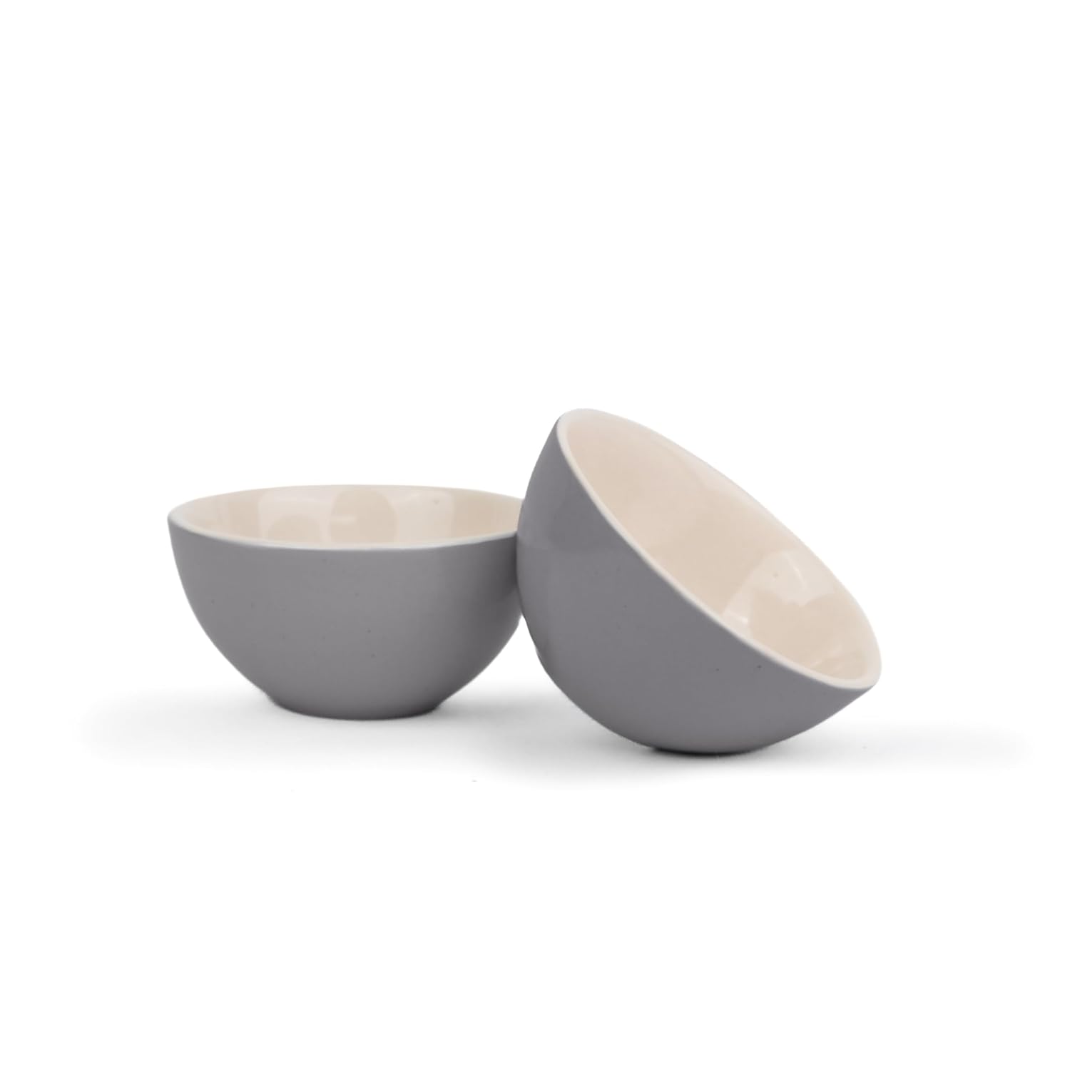 Ceramic Veg Bowls Set Of 6 For Dinner - 180ml Each, Grey Ivory Rim Series | Katori Set With Glossy Finish | Stoneware Ceramic Bowls Set - Dessert Bowl Set Ceramic Veg Bowls Set Of 6 For Dinner - 180ml Each, Grey Ivory Rim Series | Katori Set With Glossy Finish | Stoneware Ceramic Bowls Set - Dessert Bowl Set