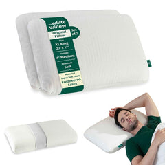 Soft Pillow For Neck & Shoulder Pain, Set of 2, Soft-XXL King Size - 4 inch | Engineered Latex Soft Pillow, Cervical Pillow For Sleeping | Orthopedic Bed Pillow For Back, Stomach Sleepers