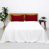 Microfiber Plain Bedsheets Double Size Include Pillow Cover Ultra Soft - 90x100 Inch, Maroon & White Bed Sheet | Good For Home, Hotel, Villa, Resort & Guest House