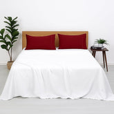 Bedsheets For King Size Include Pillow Cover, Soft - 108 X 108 Inch, Burgundy & White | Microfiber Plain Bed Sheet - Durable & Long Lasting Bedsheet