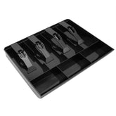 Abs Plastic Cash Tray - 4 Cash, Bills & 3 Coin Compartment Cash Drawer Safe Box, Special Feature - Compact, Colour - Black