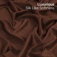 Satin Bedsheets For King Size With 2 Pillow Covers - 108 X 90 Inches, Mocha Velvet | Elegance & Comfort Redefended | 300 Thread Count