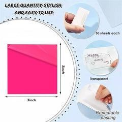 Transparent Self-Sticky Note Pads, Clear Notes, For Studying & Writing, Multicolor - 200 Pcs