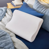 Orthopedic Memory Foam Pillow, Cervical Pillow For Neck Pain, White Color, Standard Size | Comfortable Pillow, Breathable & Soft Pillowcase, For Side, Back & Stomach Sleeper - 1 Piece
