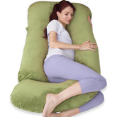 Pregnancy Pillows For Sleeping, Extra Large U Shaped Body Pillow, Green Color - 60 Inch | Maternity Pillow For Pregnant Women With Velour Cover | Comfortable Soft Pillows, Multipurpose Use