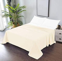 100% Cotton Double Bedsheets King Size - 108 X 108 Inches, Ivory | 750 Thread Count Sateen Finish Luxuries - Ideal For Guest Room, Hotel Quality | 1 Piece Bed Sheet