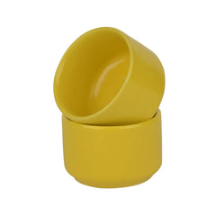Hand Glazed Ceramic Dip Bowls Set Of 2 - 60ml Each, Yellow | Chutney Bowls, Ketchup Bowls - Pickle Serving Bowls