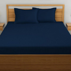 1 Double Bedsheet With 2 Matching Pillow Cover - 90 X 90 Inches, Navy Blue | Comfort Fabric Bedsheet Home, Hotel & Guest House