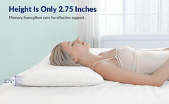 Memory Foam Slim Pillow For Sleeping, Orthopedic Pillow For Neck Support, White | Cervical Pillow For Neck Pain, Shoulder & Back Pain Relief | Versatile & Multipurpose Pillows