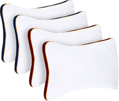 Microfiber Bed Pillow For Sleeping, Down Alternative Ultra Soft Cotton Pillow, White & Red, Blue | Bed Pillow, Microfiber Pillow | Breathable, Washable, Durable, Hypoallergenic - Pack Of 4