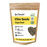 Jus' Amazin 100% Organic Chia Seeds High Protein, High Fiber Omega-3, Calcium Heart Health Diet Food, Weight Loss Boosts Immunity, Health Seeds, Healthy Snack | 250gm 0.5lbs