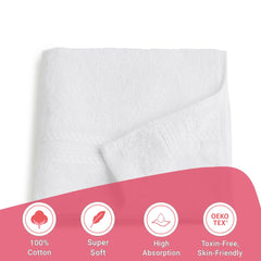 Livspace Paleto Collection Hand Towel 400 Gsm | 100% Cotton, Solid Dyed, Hand Towel Super Soft Absorbent (Optical White) Set Of 2