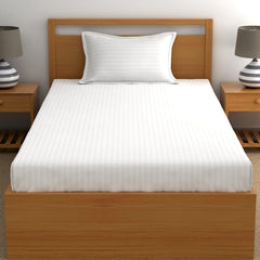 Glace Cotton 1 Single Bedsheet With 1 Pillow Cover - 60 X 90 Inches, White | Comfort Fabric Bedsheet Home, Hotel & Guest House