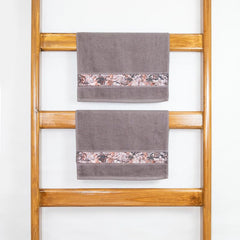 Rangoli 100% Cotton Fibre Hand Towels 440 Gsm | Highly Durable & Absorbent With Printed Border | Quick Drying Towels (Brown) - Pack Of 2