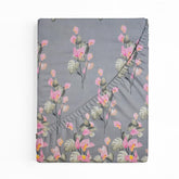 Printed Double Bedsheets With 2 Pillow Covers - Size-78x72+10 Inches, Grey & Pink | King Size Bed With All Around Elastic Breathable Long Lasting Light Weight Wrinkle Free