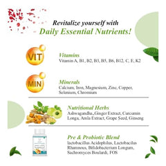 Assentia Multivitamin For Unisex Vitamin, For Hair Growth Glowing Skin Immunity, Vitamin C, D3 Multimineral 45 Ingredients | 180 Tablets , 300gm 0.66lbs