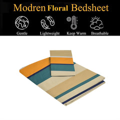 Single Bedsheet With 1 Pillow Covers - 60 X 90 Inches, Beige & Green | Soft Wrinkle Free Breathable Easy Care | 210 Thread Count