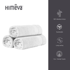 Himeya 100% Bamboo Cotton Bath Towels 500 Gsm | Bath Towel For Men/Women (3 Piece)- White