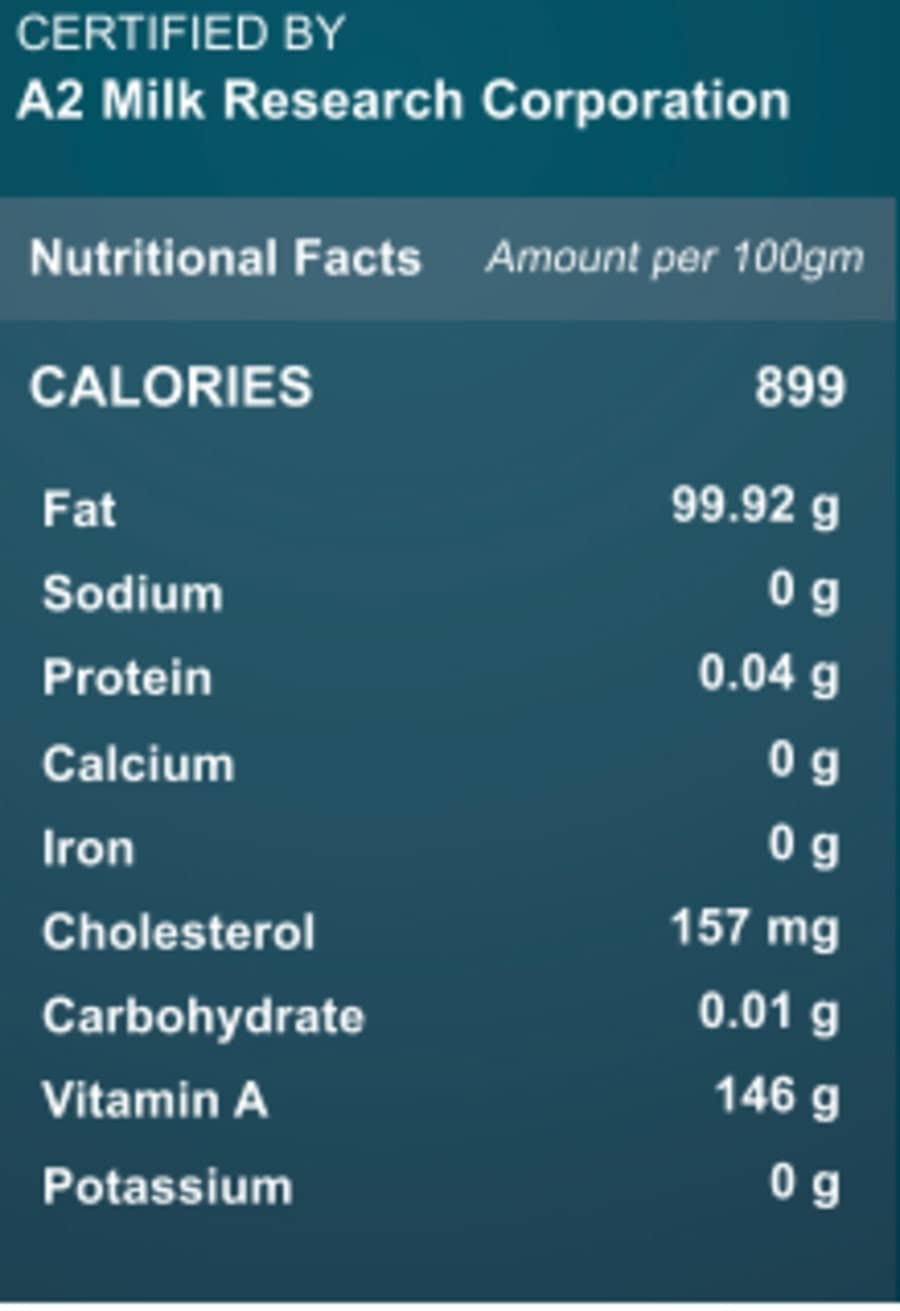 Organic Natural Vedic A2 Desi Cow Bilona Ghee By Farm2mamma | Natural & Healthy Nutrients A2 Grass Fed Cultured Ghee For Weight Loss | (500ml) 16.9 Ounce | Jar Pack Organic Natural Vedic A2 Desi Cow Bilona Ghee By Farm2mamma | Natural & Healthy Nutrients A2 Grass Fed Cultured Ghee For Weight Loss | (500ml) 16.9 Ounce | Jar Pack