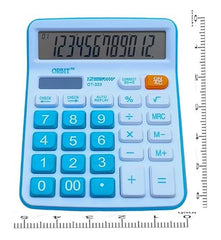 Adoere Solar & Battery Operated Calculator With 12-digit Large LCD Display & Buttons For School, Home, And Office (Ot-333) (Blue)