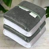 Heelium Bamboo Bath Towel 4x Softer & Quick Drying 400 Gsm (White & Grey)