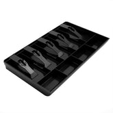 Cash Money Tray Replacement - 5 Bill, 4 Coin Drawer Insert Plastic Cash Register Organizer Tray With Clip - 15.9 X 9.6 X 1.38 Inch Cash Drawer Box For Petty Cash With Coin Slots, Colour - Black