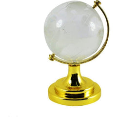 Rotating Crystal Globe Feng Shui, Vastu For Home Career, Success, Education Growth, Students, Business, Good Luck, Showpiece & Gifting (Small 40 Mm, 6 Cm) Golden Stand, Pack Of 1