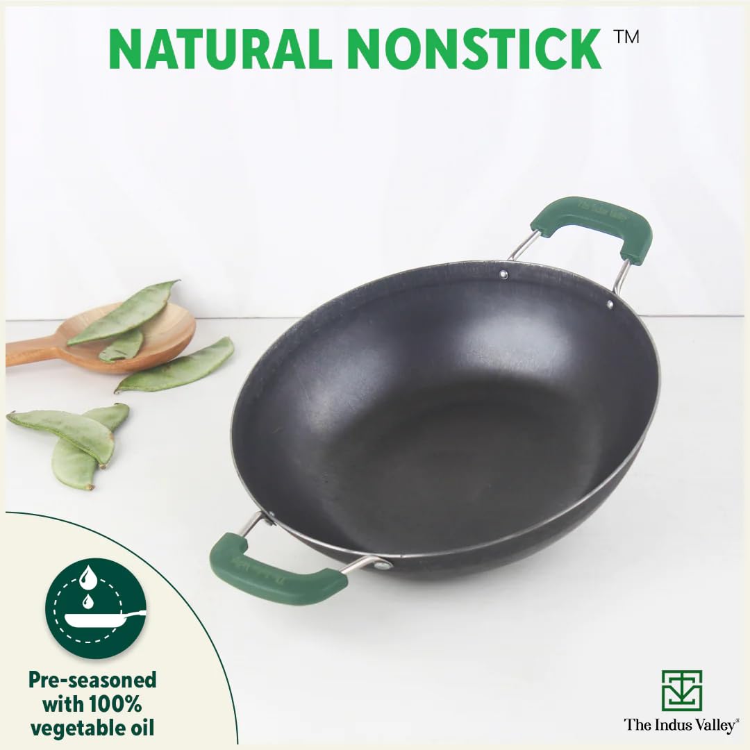 Pre-Seasoned Black Iron Kadai With Silicon Grip - Medium, 25.5 Cm, 10 Inch, 2 Liters, 1.08 Kg | Induction Friendly, Flat Base Iron Kadhai, 100% Pure & Toxin-Free, No Chemical Coating Pre-Seasoned Black Iron Kadai With Silicon Grip - Medium, 25.5 Cm, 10 Inch, 2 Liters, 1.08 Kg | Induction Friendly, Flat Base Iron Kadhai, 100% Pure & Toxin-Free, No Chemical Coating