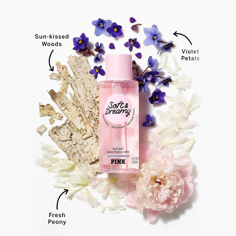 VICTORIA'S SECRET PINK SOFT & DREAMY BODY MIST 250ML 8.4 FL.OZ. WITH ESSENTIAL OILS VICTORIA'S SECRET PINK SOFT & DREAMY BODY MIST 250ML 8.4 FL.OZ. WITH ESSENTIAL OILS
