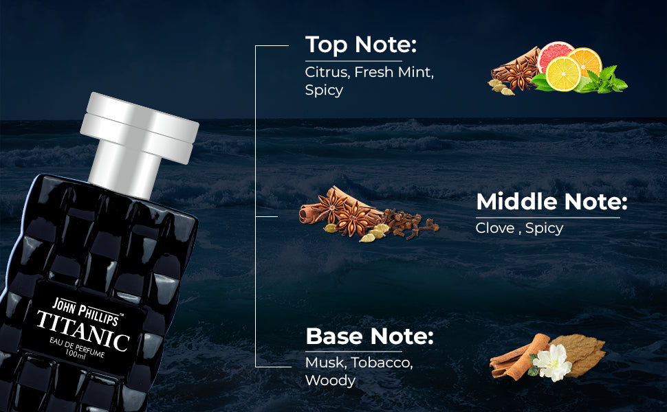 John Phillips Wild Craft & Titanic 100ml 3.4 Fl.oz. Each Pack Of 2 | Long Lasting Fresh Fragrance For Men John Phillips Wild Craft & Titanic 100ml 3.4 Fl.oz. Each Pack Of 2 | Long Lasting Fresh Fragrance For Men