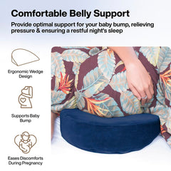 Pregnancy Pillow For Pregnant Women, Memory Foam Maternity Pillow - Navy Blue | Wedge For Supporting Belly, Back During Pregnancy - Provides Soft-Support To The Baby Bump, Comfortable Pillow