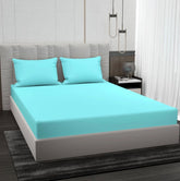 Plain Double Bedsheet For Queen Size With 2 Matching Pillow Covers For Home - 90 X 100 Inches, Aqua | Smooth Finish, Soft Touch & Breathable Comfort For Everyday Use