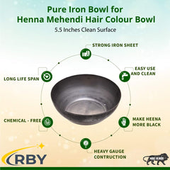 Pure Black Iron Heena Bowl, 7.5 Inches | Katora For Henna Mehendi Paste - Hair Colour Bowl