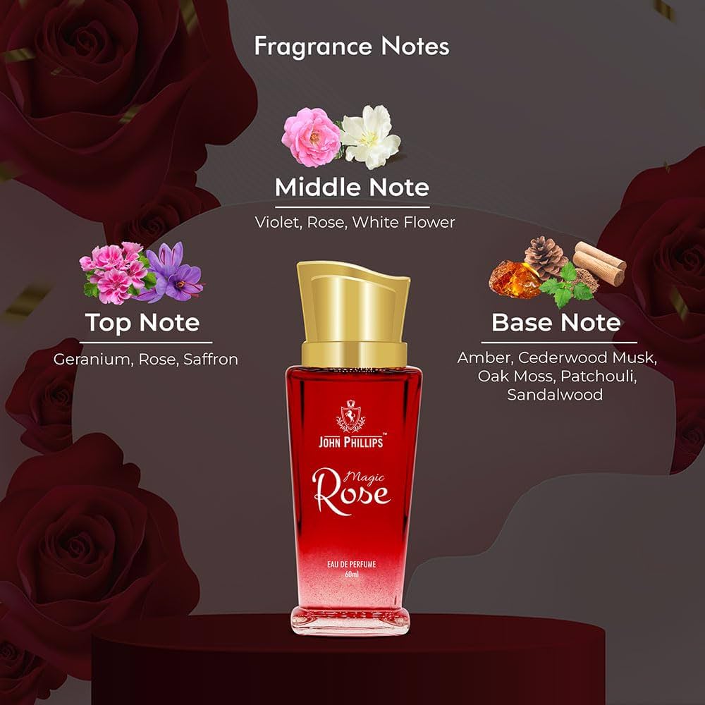 John Phillips Dark Code + First Love + Magic Rose Eau De Perfume 60ml 2 Fl.oz. Each Pack Of 3 For Unisex John Phillips Dark Code + First Love + Magic Rose Eau De Perfume 60ml 2 Fl.oz. Each Pack Of 3 For Unisex