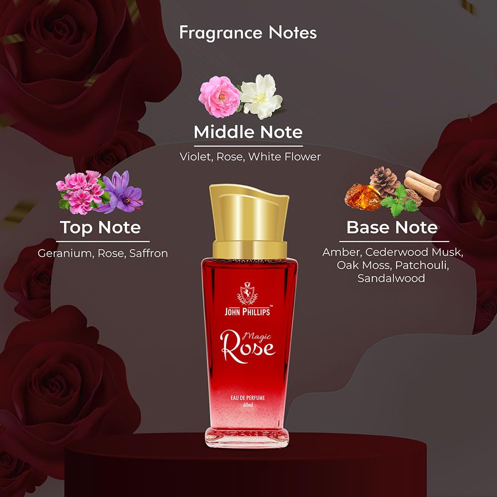 John Phillips Magic Rose & Attarful Eau De Parfum 60ml 2 Fl.oz. Each Pack Of 2 For Unisex John Phillips Magic Rose & Attarful Eau De Parfum 60ml 2 Fl.oz. Each Pack Of 2 For Unisex