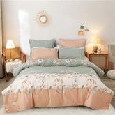 1 Flat Bedsheet For King Size With 2 Pillow Cover + Comforter - 90 X 100 Inch, Peach | Super Soft Glace Cotton - 4 Pcs Bedding Set | Perfect Gifts Set Wedding, Anniversary