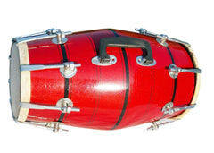 Wooden Musical Dholak Instrument Drum Nuts & Bolt - Red | Perfectly Symmetric Round Dholak - Dholak For Festival, Wedding, Satsang | Very Easy To Tune