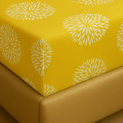 Elastic Fitted Bedsheets For King Size With Two Pillow Cover - 72 X 78 X 10 Inches, Yellow & White | Super Soft Premium Brushed Glace Cotton Bedsheet, Breathable & Wrinkle Free