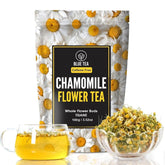 Blue Tea Chamomile Flower Tea - 100gm Zipper Pack, 3.5 Ounce, 100 Cups | Whole Flower Buds Tisane For Sleep & Relaxation - Caffeine Free, Non-Bitter, Non-GMO
