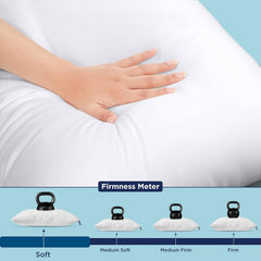 Smart Adjustable Plush Pillow, Super Soft & Fluffy Pillow, Microfiber, White | Neck Support, Lightweight, Breathable, Rectangular Shape, Bed Pillow - Pack Of 2