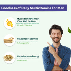 Oziva Natural Multivitamin For Men With Ashwagandha, Akarkara & Choline For Daily Stamina Strength & Energy | 60 Vegetarian Tablets , 100gm 0.2lbs Each Pack Of 2