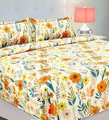 King Size Double Bedsheets With 2 King Size Pillow Covers - 108 X 108 Inches, Multicolor | Luxury Soft Sheet, Lightweight & Breathable Bedsheet