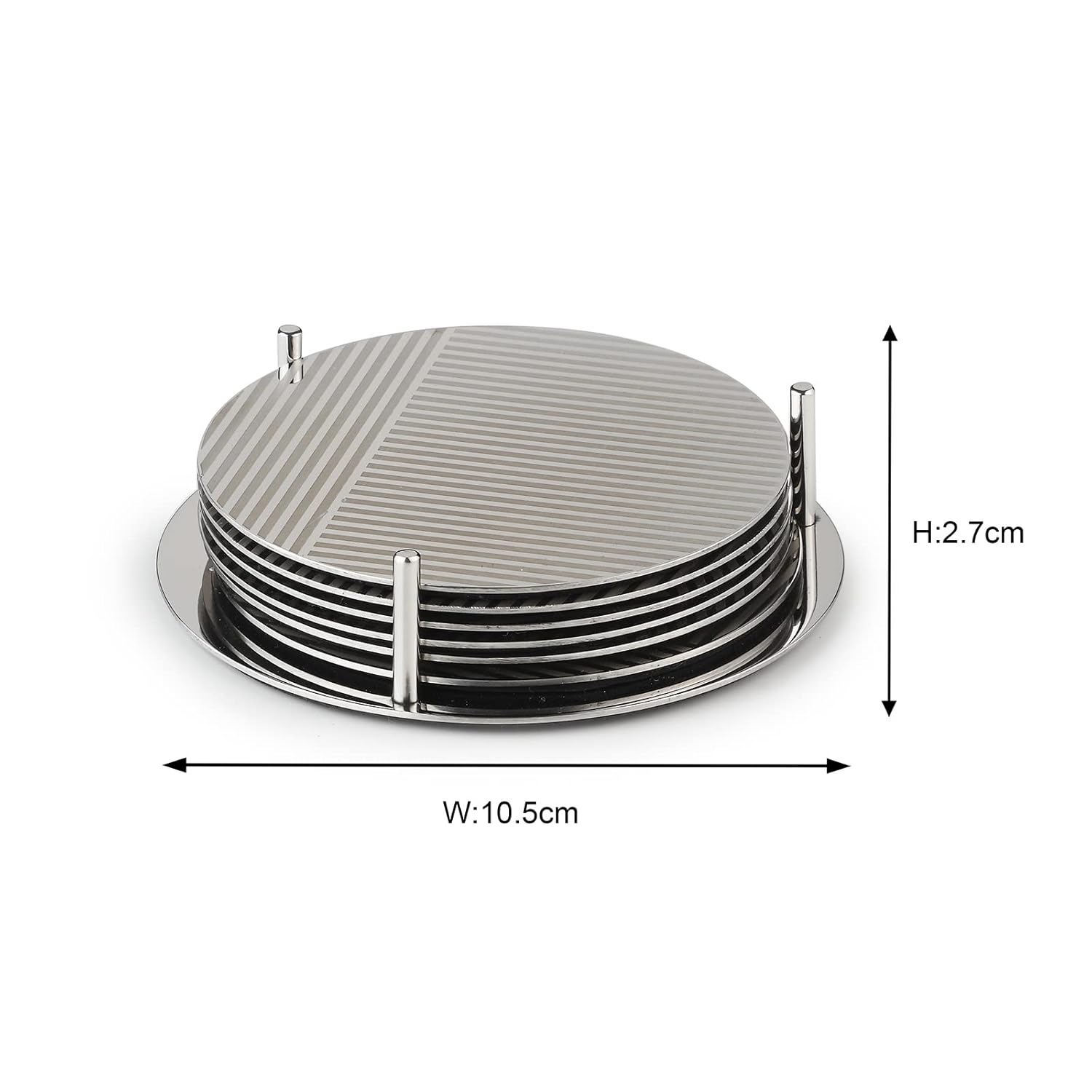 Stainless Steel Designer Round Coaster Pack Of 6, Chrome | Corporate Gifting For Diwali - Drink Glass Holder For Home, Counters Kitchen | Geometric Patterns - Serve Ware, Dinnerware & Tableware Stainless Steel Designer Round Coaster Pack Of 6, Chrome | Corporate Gifting For Diwali - Drink Glass Holder For Home, Counters Kitchen | Geometric Patterns - Serve Ware, Dinnerware & Tableware