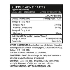 Inlife Evening Primrose Oil Capsules 500mg 10% Gamma Lionlenic Acid, Supplement For Hair & Skin | 60 Liquid Filled Capsules 100gm 0.2lbs Each Pack Of 2