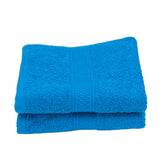 Patpug 100% Indian Ultra Soft Cotton Hand Towel 500 Gsm | For Gym, Workout, Yoga, Wash Basin (Turquoise Blue) -2 Piece