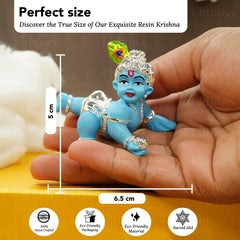 Blue Bal Gopal Murti, Laddu Gopal, Baby Krishna, Resin, Blue, Idol - Size 6.5 Cm, Shree Krishna Idols Gift For House Warming Ceremony, Thakur Ji, Occasions & Festivals, Statue