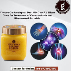 Organic A2 Bilona Gir Cow Desi Ghee By Gir Amritphal | Good Source Of Healthy Desi Cow Ghee Perfect For Weight Managements | 1 Litre (500ml * 2) 33.8 Ounce | Jar Pack