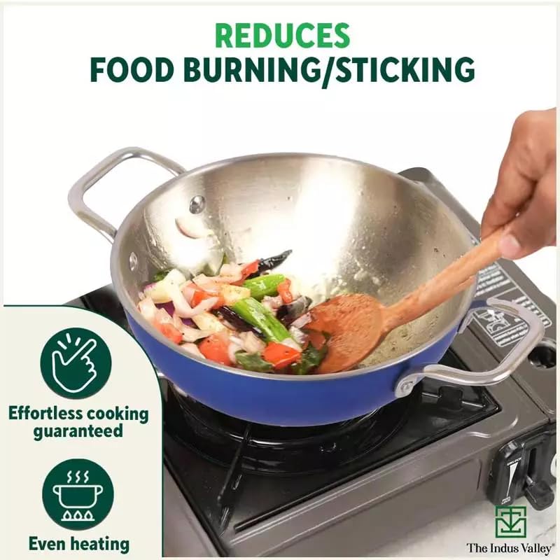 Stainless Steel Cookware Set + Free Wooden Spatula | Sauce Pan 18.7cm, 1.4 Liters + Kadai 23cm, 2.1 Liters | 3-Layer Bottom, 100% Toxin-Free, Naturally Non-Stick, Long Lasting Stainless Steel Cookware Set + Free Wooden Spatula | Sauce Pan 18.7cm, 1.4 Liters + Kadai 23cm, 2.1 Liters | 3-Layer Bottom, 100% Toxin-Free, Naturally Non-Stick, Long Lasting