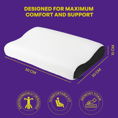 Orthopedic Cervical Pillow For Neck & Shoulder Pain Relief, White, Size - Standard | Ergonomic Memory Foam Pillows For Sleeping Ideal For Chronic Neck Pain & Spinal Alignment Spondylitis