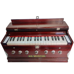 Musical Instrument Harmonium - 7 Stopper, 39 Keys, Double Bellow, Two Reeds (Base- Male), 440v Tunned | Compact & Portable Design